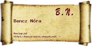 Bencz Nóra névjegykártya