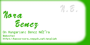 nora bencz business card